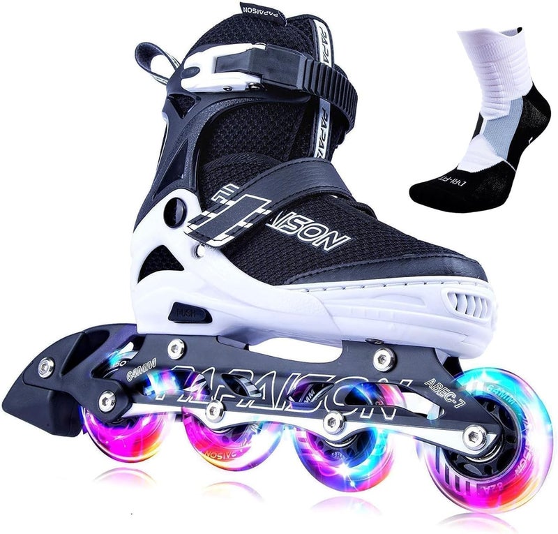 PAPAISON Adjustable Inline Skates for Kids and Adults with Full Light Up Wheels, Outdoor Roller Skates for Girls and Boys, Men and Women - Image 1